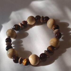 Hand Made Brown and Tan Beaded Bracelet